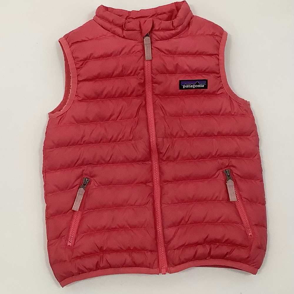 Patagonia Puffer Down Vest Girls 4T Pink Full Zip Winter Warm
